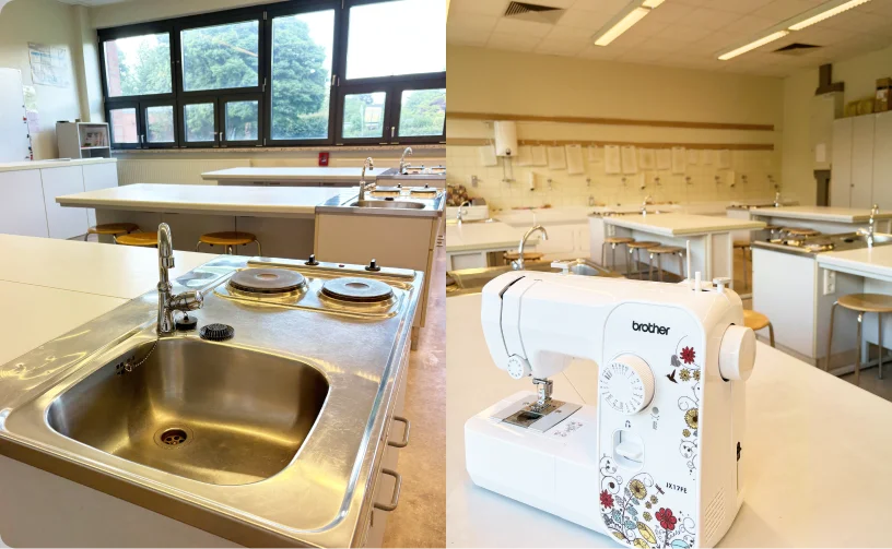 家庭科質のシンクやミシン